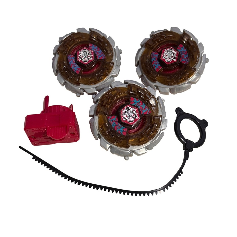 Beyblade Metal Fusion Dark Wolf Lot of 3 with Launcher and Ripcord Hasbro